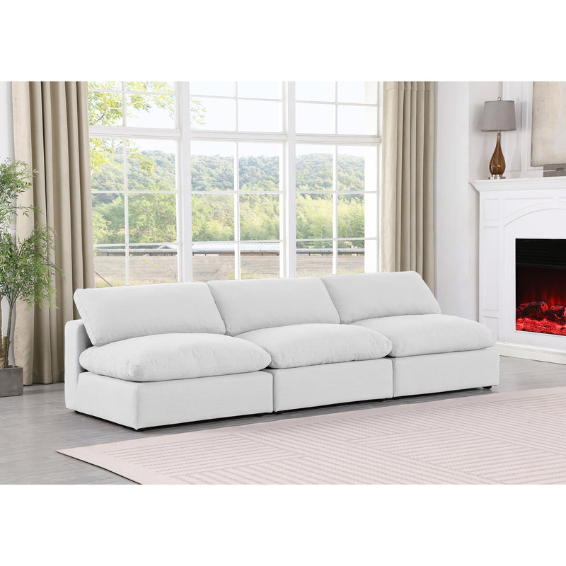 Meridian Comfy White Linen Textured Fabric Modular Sofa IMAGE 2