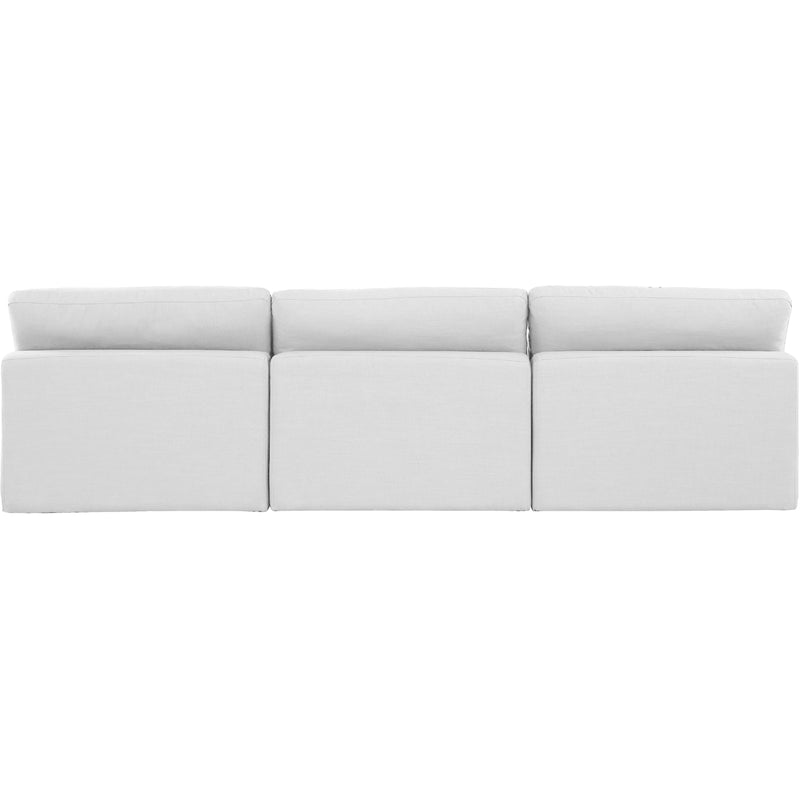 Meridian Comfy White Linen Textured Fabric Modular Sofa IMAGE 3