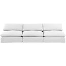 Meridian Comfy White Linen Textured Fabric Modular Sofa IMAGE 4