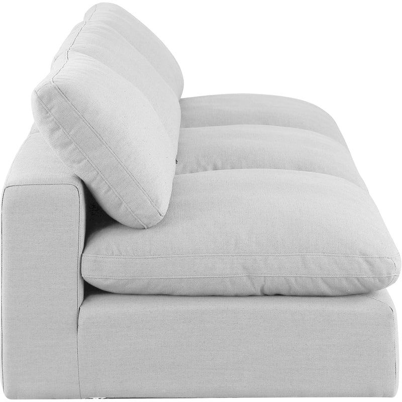 Meridian Comfy White Linen Textured Fabric Modular Sofa IMAGE 5