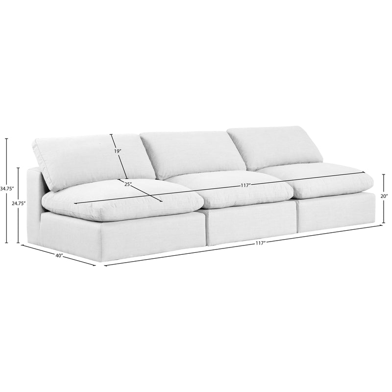 Meridian Comfy White Linen Textured Fabric Modular Sofa IMAGE 9
