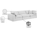 Meridian Comfy White Linen Textured Fabric Modular Sofa IMAGE 10