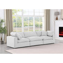 Meridian Comfy White Linen Textured Fabric Modular Sofa IMAGE 2