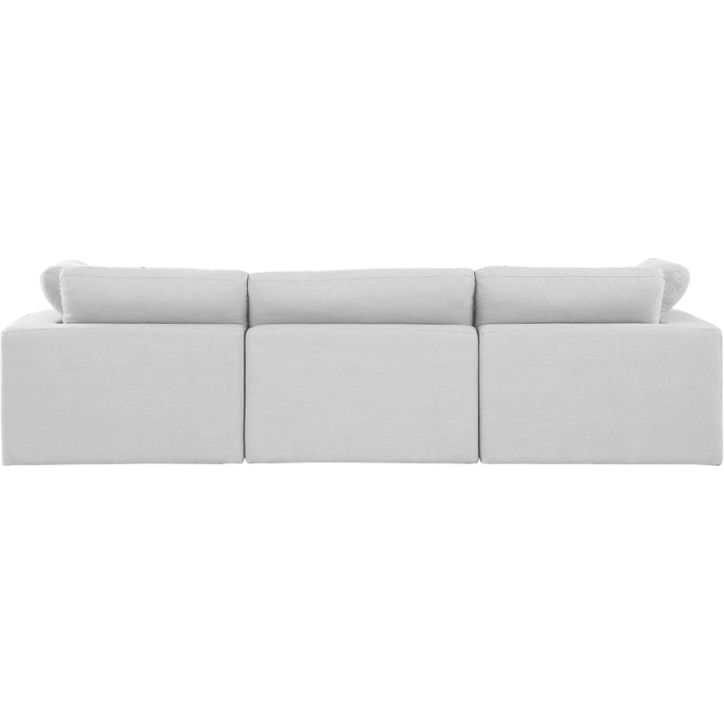 Meridian Comfy White Linen Textured Fabric Modular Sofa IMAGE 3