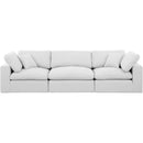 Meridian Comfy White Linen Textured Fabric Modular Sofa IMAGE 4