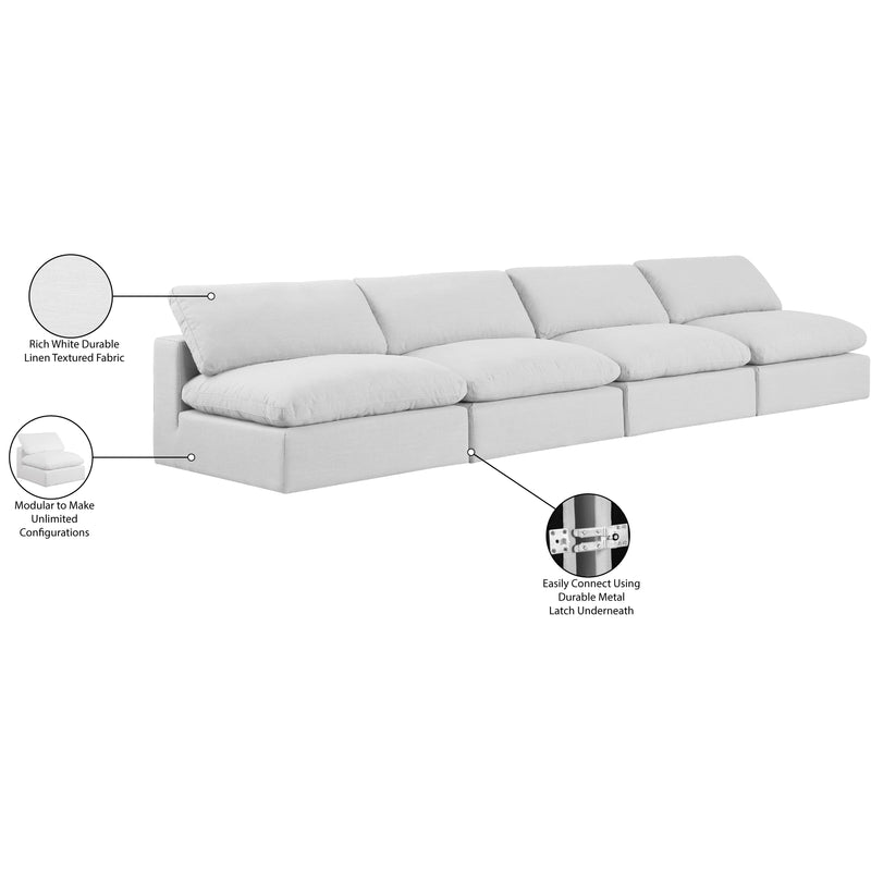 Meridian Comfy White Linen Textured Fabric Modular Sofa IMAGE 10