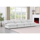 Meridian Comfy White Linen Textured Fabric Modular Sofa IMAGE 2