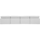 Meridian Comfy White Linen Textured Fabric Modular Sofa IMAGE 3