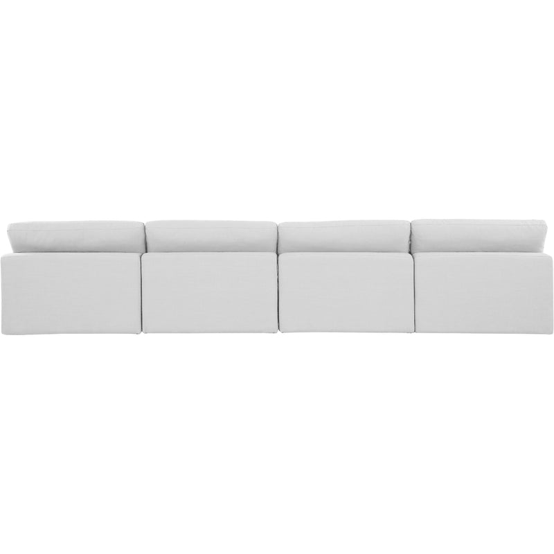 Meridian Comfy White Linen Textured Fabric Modular Sofa IMAGE 3