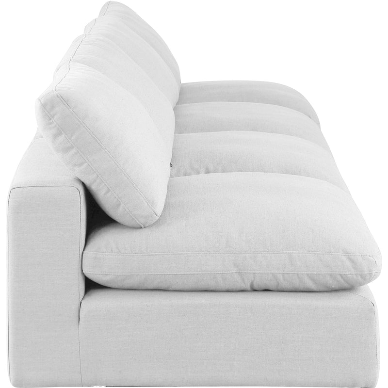 Meridian Comfy White Linen Textured Fabric Modular Sofa IMAGE 5