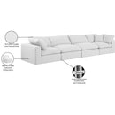 Meridian Comfy White Linen Textured Fabric Modular Sofa IMAGE 10