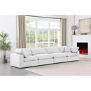 Meridian Comfy White Linen Textured Fabric Modular Sofa IMAGE 2