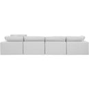 Meridian Comfy White Linen Textured Fabric Modular Sofa IMAGE 3