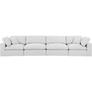Meridian Comfy White Linen Textured Fabric Modular Sofa IMAGE 4