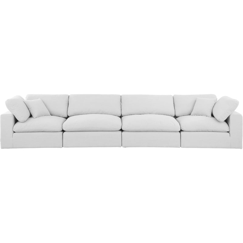 Meridian Comfy White Linen Textured Fabric Modular Sofa IMAGE 4