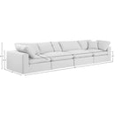 Meridian Comfy White Linen Textured Fabric Modular Sofa IMAGE 9