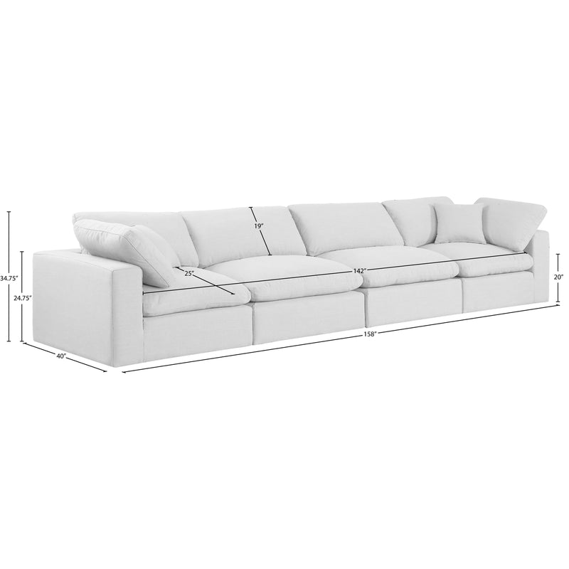 Meridian Comfy White Linen Textured Fabric Modular Sofa IMAGE 9