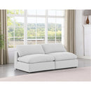 Meridian Comfy White Linen Textured Fabric Modular Sofa IMAGE 2