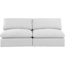 Meridian Comfy White Linen Textured Fabric Modular Sofa IMAGE 4