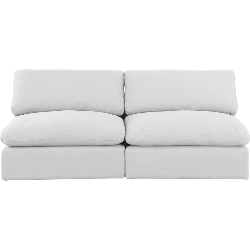 Meridian Comfy White Linen Textured Fabric Modular Sofa IMAGE 4
