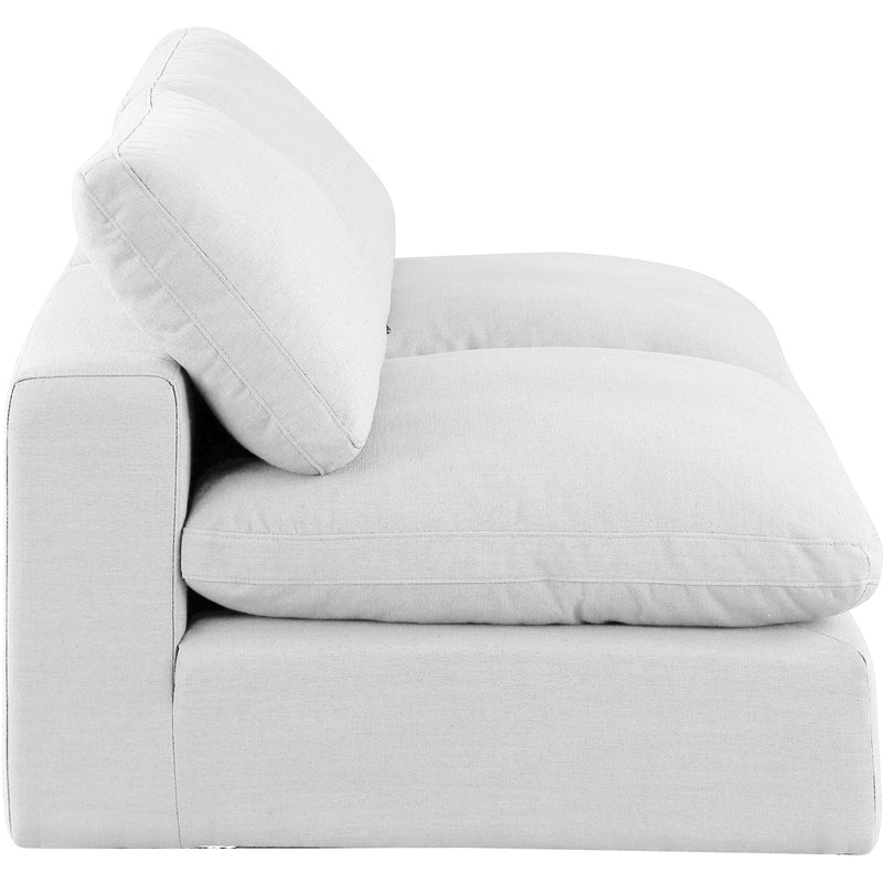 Meridian Comfy White Linen Textured Fabric Modular Sofa IMAGE 5