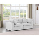 Meridian Comfy White Linen Textured Fabric Modular Sofa IMAGE 2