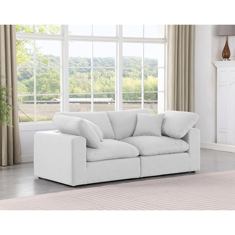 Meridian Comfy White Linen Textured Fabric Modular Sofa IMAGE 2