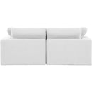 Meridian Comfy White Linen Textured Fabric Modular Sofa IMAGE 3