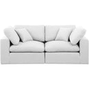Meridian Comfy White Linen Textured Fabric Modular Sofa IMAGE 4