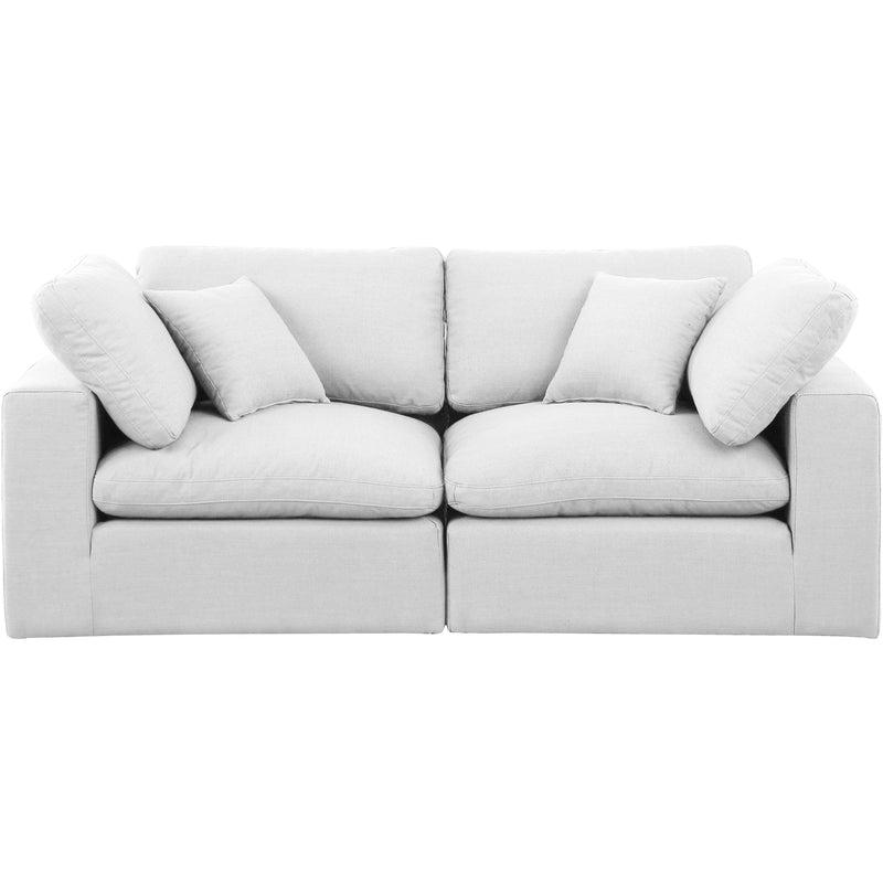 Meridian Comfy White Linen Textured Fabric Modular Sofa IMAGE 4
