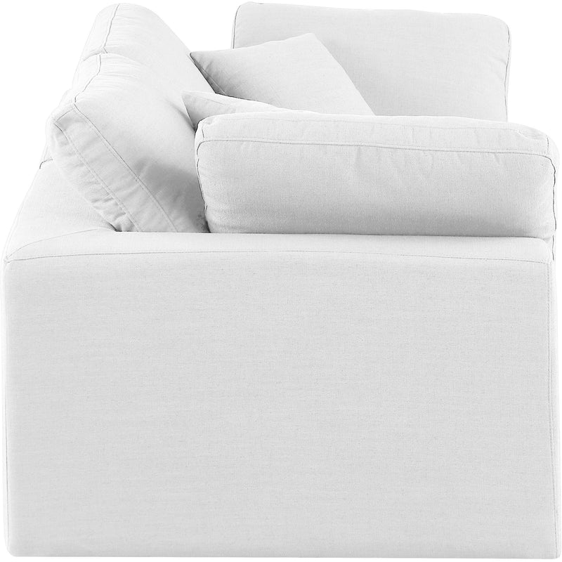 Meridian Comfy White Linen Textured Fabric Modular Sofa IMAGE 5