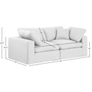 Meridian Comfy White Linen Textured Fabric Modular Sofa IMAGE 9