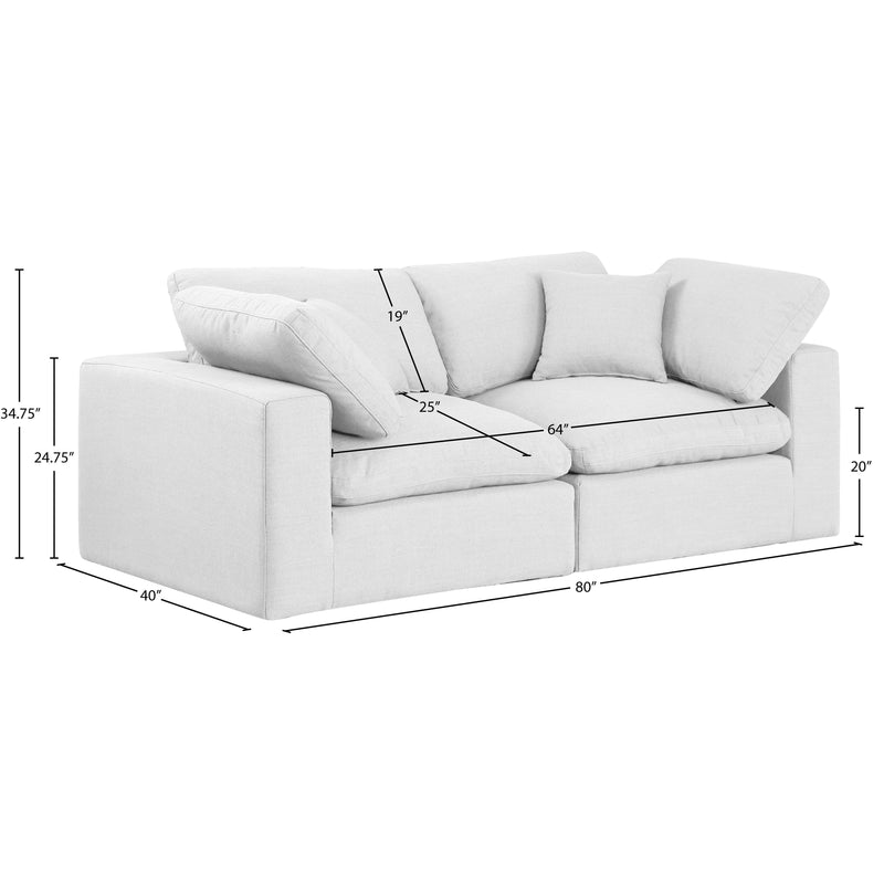 Meridian Comfy White Linen Textured Fabric Modular Sofa IMAGE 9