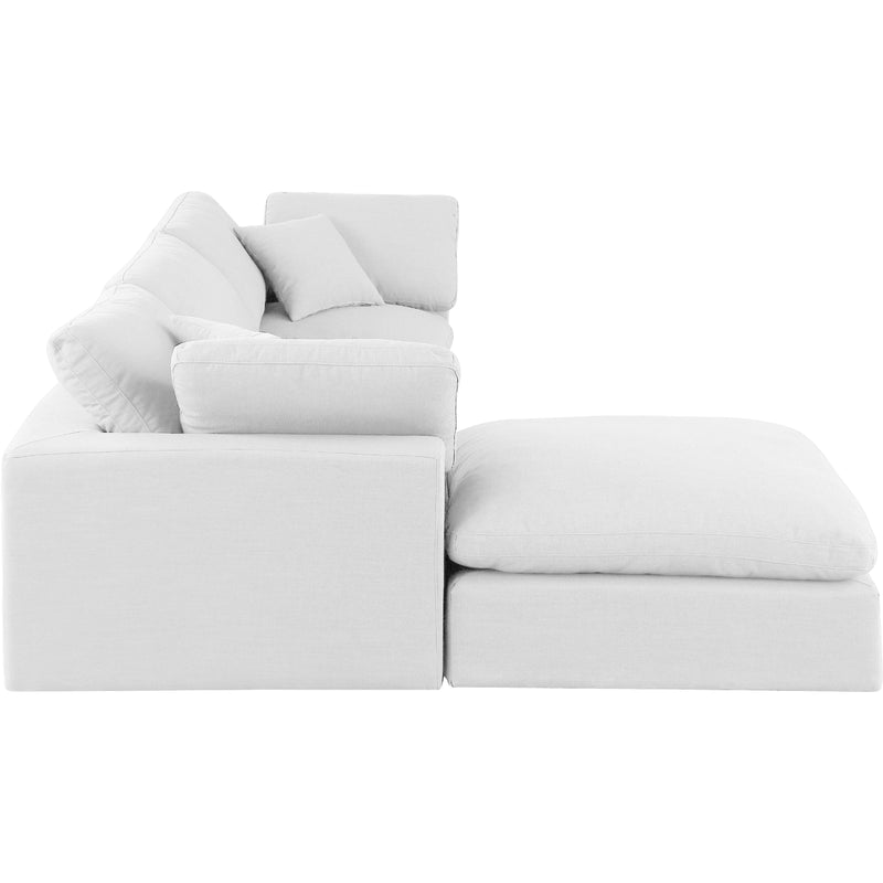 Meridian Comfy White Linen Textured Fabric Modular Sectional IMAGE 10
