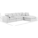 Meridian Comfy White Linen Textured Fabric Modular Sectional IMAGE 15
