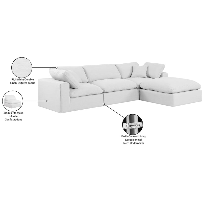 Meridian Comfy White Linen Textured Fabric Modular Sectional IMAGE 16