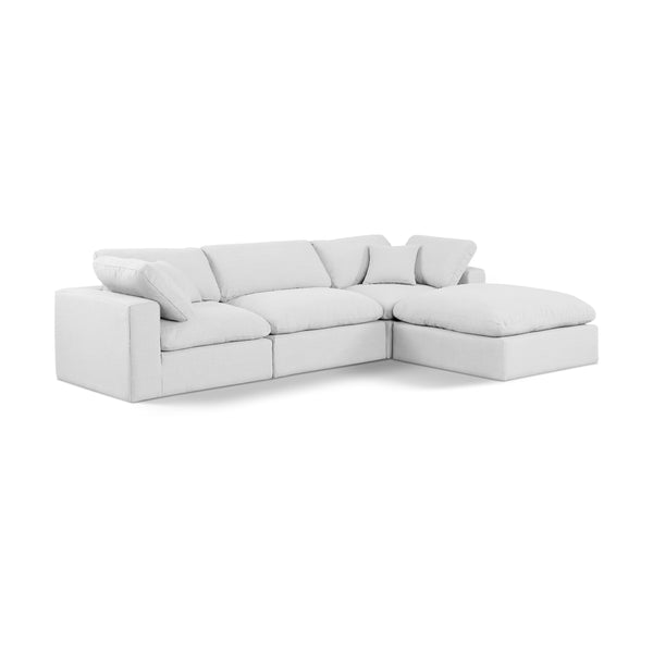 Meridian Comfy White Linen Textured Fabric Modular Sectional IMAGE 1