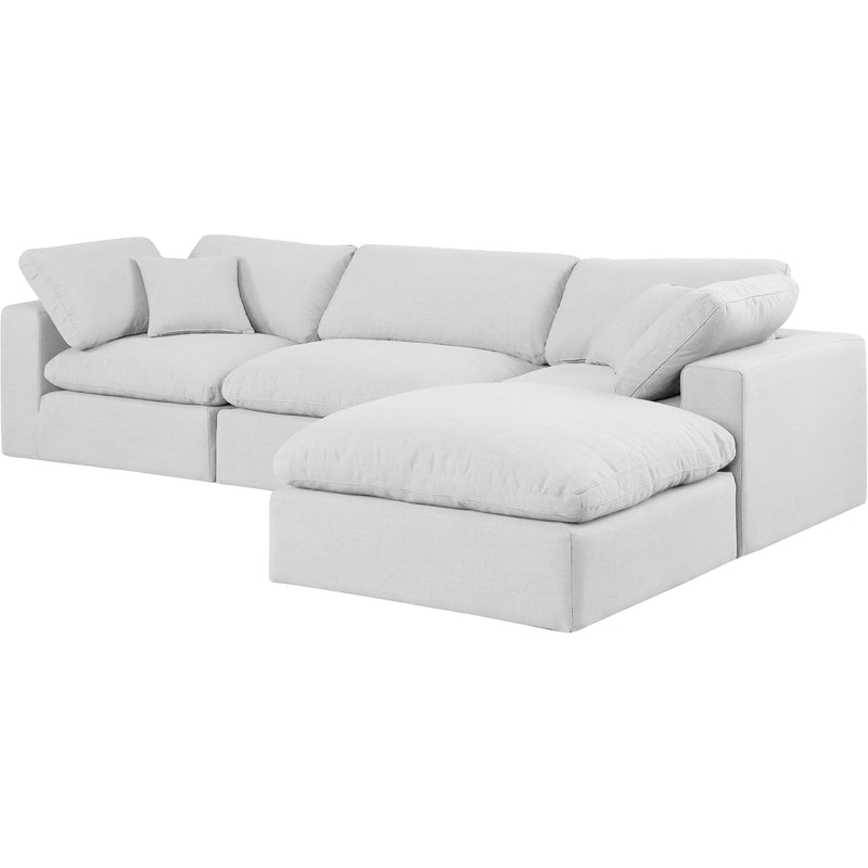 Meridian Comfy White Linen Textured Fabric Modular Sectional IMAGE 2