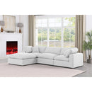 Meridian Comfy White Linen Textured Fabric Modular Sectional IMAGE 3