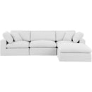 Meridian Comfy White Linen Textured Fabric Modular Sectional IMAGE 8