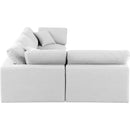 Meridian Comfy White Linen Textured Fabric Modular Sectional IMAGE 10