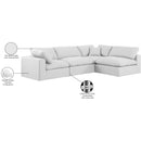 Meridian Comfy White Linen Textured Fabric Modular Sectional IMAGE 16
