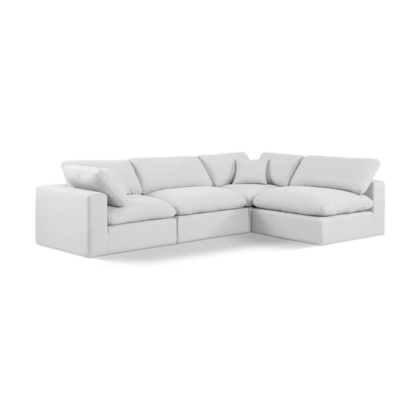 Meridian Comfy White Linen Textured Fabric Modular Sectional IMAGE 1