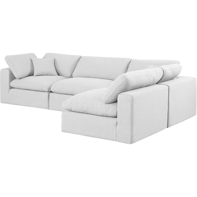Meridian Comfy White Linen Textured Fabric Modular Sectional IMAGE 2