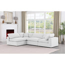 Meridian Comfy White Linen Textured Fabric Modular Sectional IMAGE 3