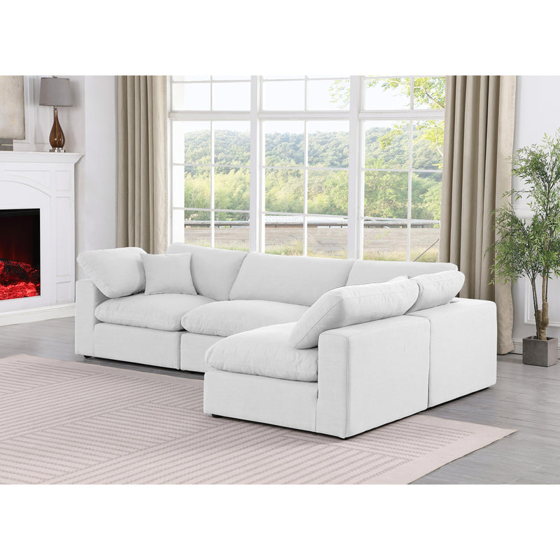 Meridian Comfy White Linen Textured Fabric Modular Sectional IMAGE 4