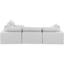 Meridian Comfy White Linen Textured Fabric Modular Sectional IMAGE 5