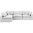 Meridian Comfy White Linen Textured Fabric Modular Sectional IMAGE 7