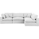 Meridian Comfy White Linen Textured Fabric Modular Sectional IMAGE 8