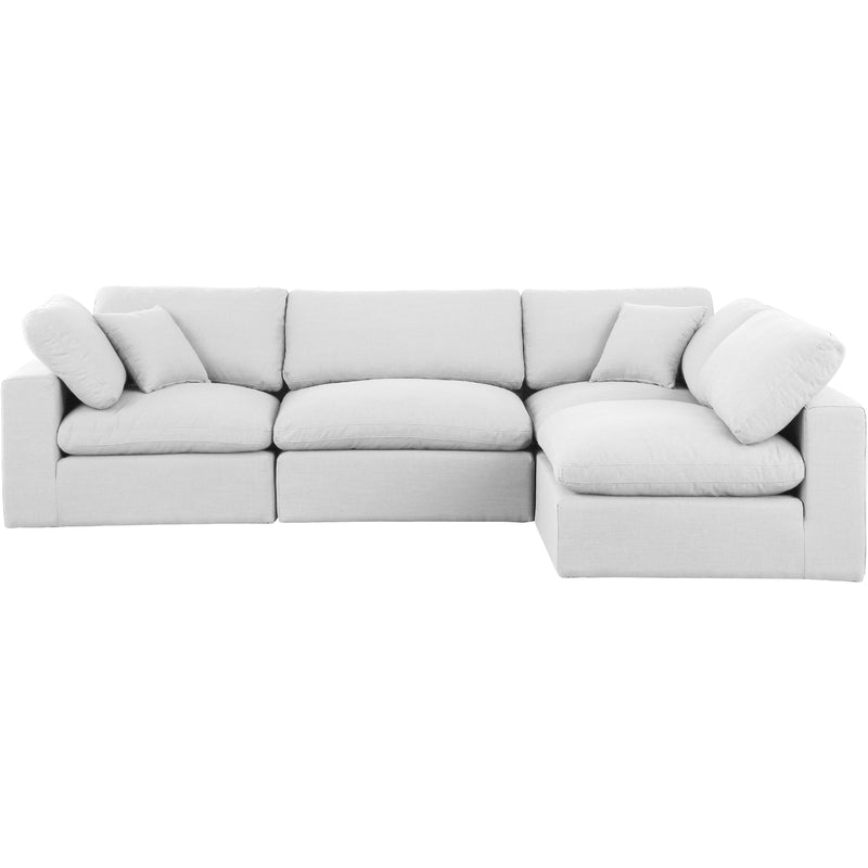 Meridian Comfy White Linen Textured Fabric Modular Sectional IMAGE 8